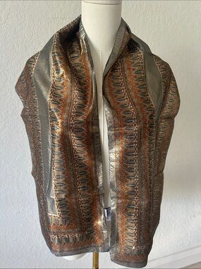 Jacobsons stunning Italian Metallic Silver and Copper Woven Scarf